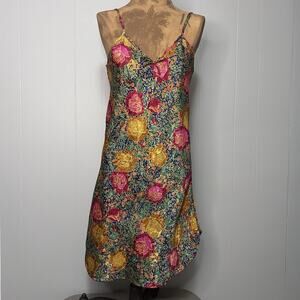Vintage Women’s Satin Slip Dress Size S Boho Floral Sexy